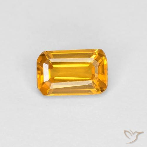 0.36ct Natural Laranja-dourado médio Safira, Corte Esmeralda, VVS