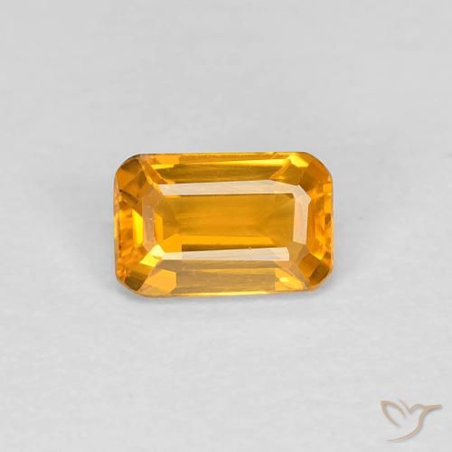 0.38ct Natural Laranja Dourado Profundo Safira, Corte Esmeralda, VVS