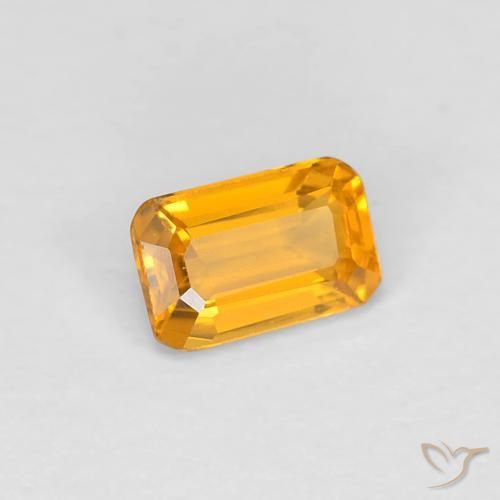 Safira Laranja Dourado Profundo Natural 0.38ct, Corte Octógono / Esmeralda, VVS