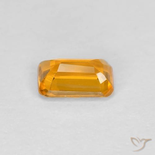 Safira Laranja Dourado Profundo Natural 0.38ct, Corte Octógono / Esmeralda, VVS