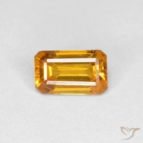 0.44ct Natural Laranja-dourado médio Safira, Corte Esmeralda, VVS-VS
