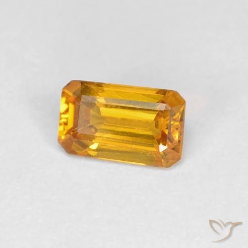 Safira Laranja-dourado médio Natural 0.44ct, Corte Octógono / Esmeralda, VVS-VS