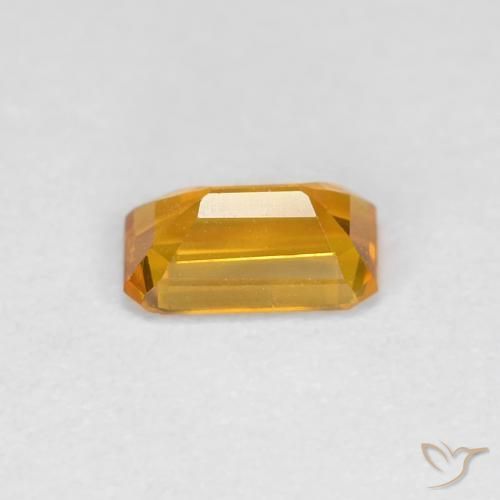 Safira Laranja-dourado médio Natural 0.44ct, Corte Octógono / Esmeralda, VVS-VS