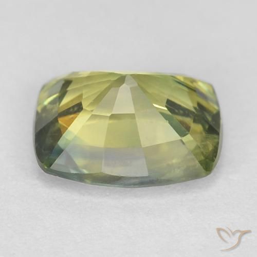 Safira Verde amarelado Natural 1.07ct, Almofada, VS