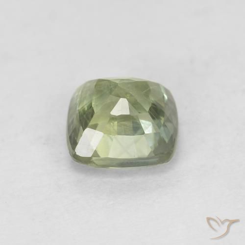 Safira Verde escuro claro Natural 0.79ct, Almofada, VS