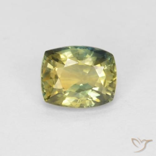 0.99ct Natural Amarelo esverdeado Safira, Almofada, VVS-VS