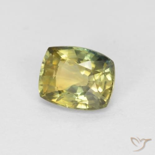 Safira Amarelo esverdeado Natural 0.99ct, Almofada, VVS-VS