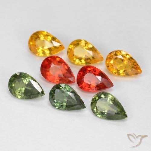 Pedras preciosas de Safira Multicolorido natural de 4.75 ct, Formato de pêra, VS