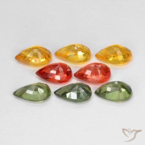 Pedras preciosas de Safira Multicolorido natural de 4.75 ct, Formato de pêra, VS