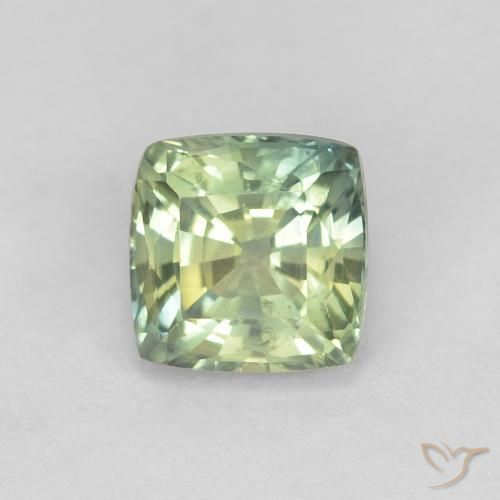 0.87ct Natural Luz verde Safira, Almofada, VVS-VS