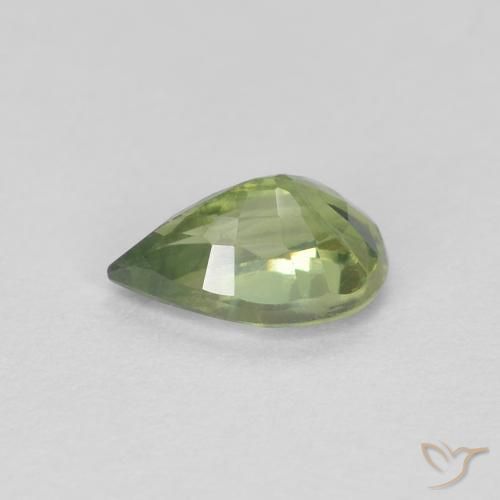 Safira Verde floresta Natural 0.64ct, Formato de pêra, VS