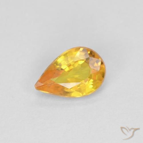 0.45ct Natural Dourado Safira, Formato de pêra, VS