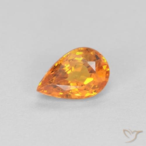 0.57ct Natural Laranja Médio Safira, Formato de pêra, VS