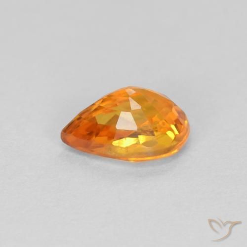 Safira Laranja Médio Natural 0.57ct, Formato de pêra, VS