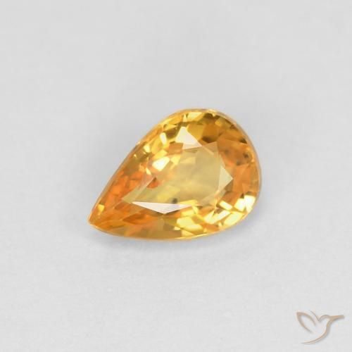 Safira Laranja escuro-dourado Natural 0.50ct, Formato de pêra, VVS-VS