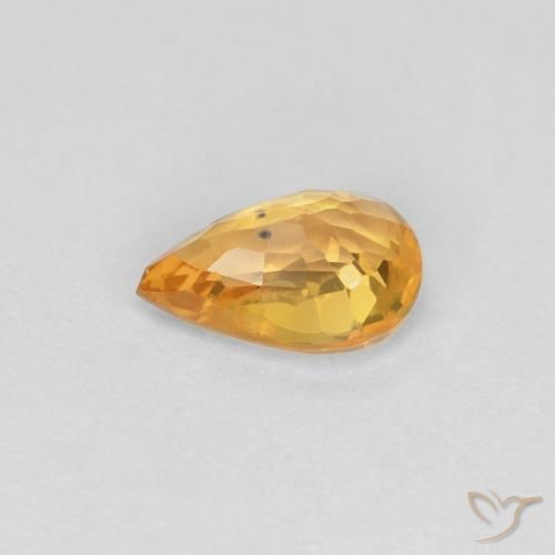 Safira Laranja escuro-dourado Natural 0.50ct, Formato de pêra, VVS-VS