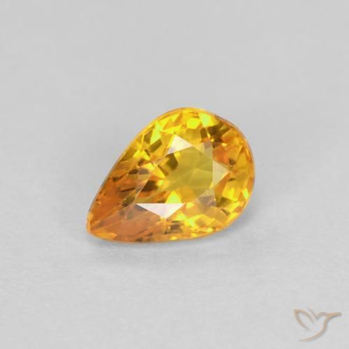 0.60ct Natural Laranja-Ouro Safira, Formato de pêra, VVS-VS