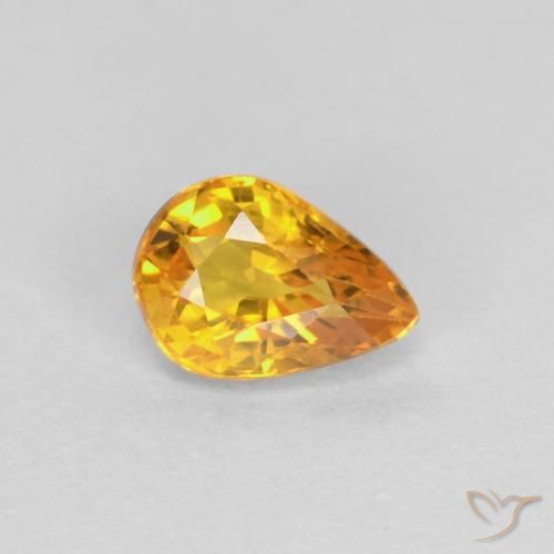Safira Laranja-Ouro Natural 0.60ct, Formato de pêra, VVS-VS