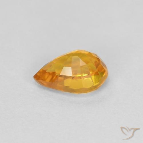 Safira Laranja-Ouro Natural 0.60ct, Formato de pêra, VVS-VS