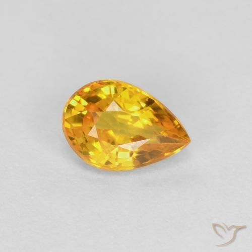 0.53ct Natural Dourado Safira, Formato de pêra, VVS-VS