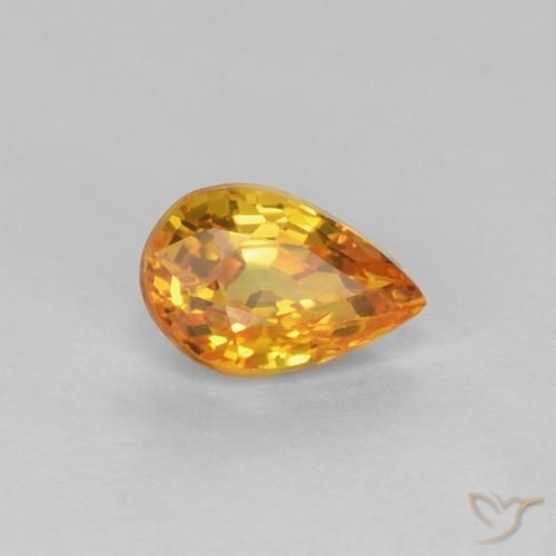 0.61ct Natural Laranja Médio Safira, Formato de pêra, VVS-VS