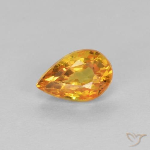 Safira Laranja Médio Natural 0.61ct, Formato de pêra, VVS-VS