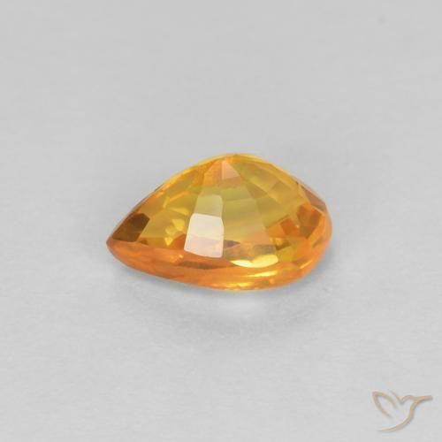 Safira Laranja Médio Natural 0.61ct, Formato de pêra, VVS-VS