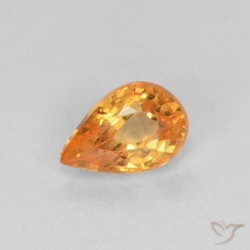 0.56ct Natural Laranja brilhante Safira, Formato de pêra, VVS
