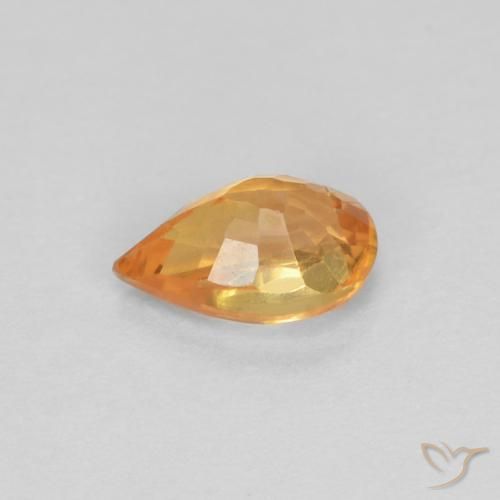 Safira Laranja brilhante Natural 0.56ct, Formato de pêra, VVS