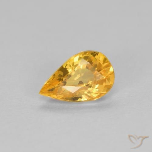 0.47ct Natural Dourado Safira, Formato de pêra, VVS-VS