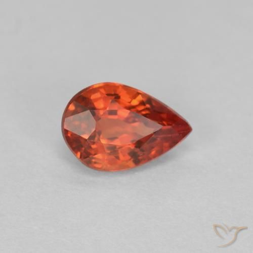 Safira Vermelho Âmbar Profundo Natural 0.54ct, Formato de pêra, VVS-VS