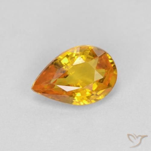 0.50ct Natural Dourado Safira, Formato de pêra, VS
