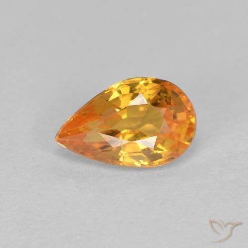 0.56ct Natural Laranja Médio Safira, Formato de pêra, VVS