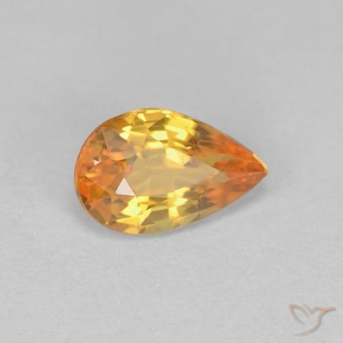 Safira Laranja Médio Natural 0.56ct, Formato de pêra, VVS