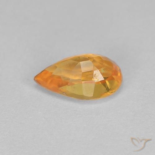 Safira Laranja Médio Natural 0.56ct, Formato de pêra, VVS