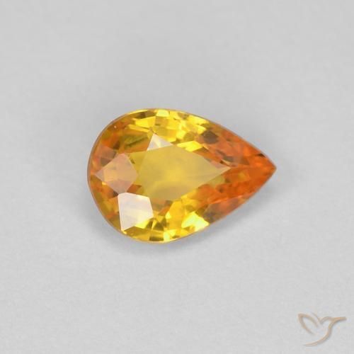 Safira Laranja Médio Natural 0.46ct, Formato de pêra, VVS