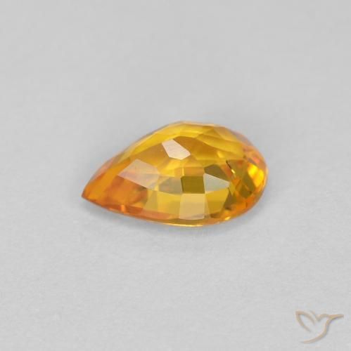 Safira Laranja Médio Natural 0.46ct, Formato de pêra, VVS