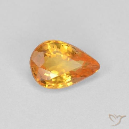 0.54ct Natural Laranja Médio Safira, Formato de pêra, VVS