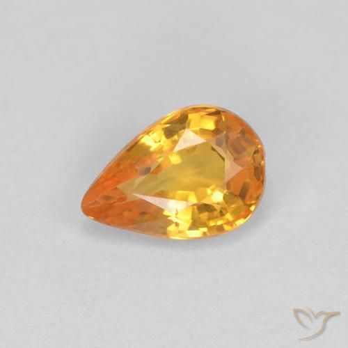 Safira Laranja Médio Natural 0.54ct, Formato de pêra, VVS