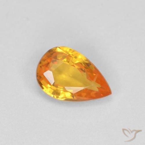0.51ct Natural damasco laranja Safira, Formato de pêra, VVS