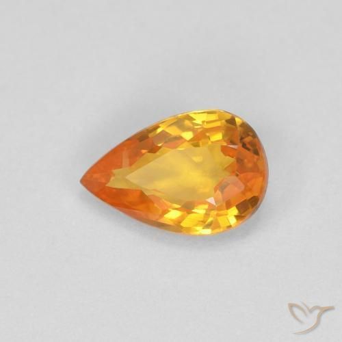 Safira damasco laranja Natural 0.51ct, Formato de pêra, VVS