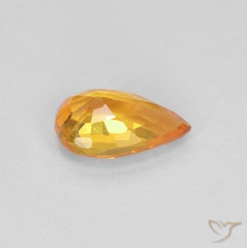 Safira damasco laranja Natural 0.51ct, Formato de pêra, VVS