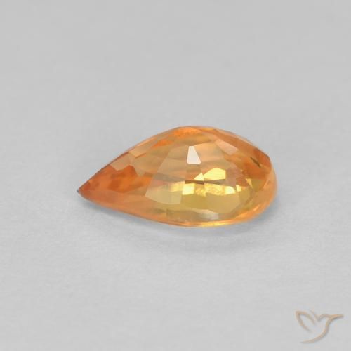Safira Laranja brilhante Natural 0.53ct, Formato de pêra, VVS