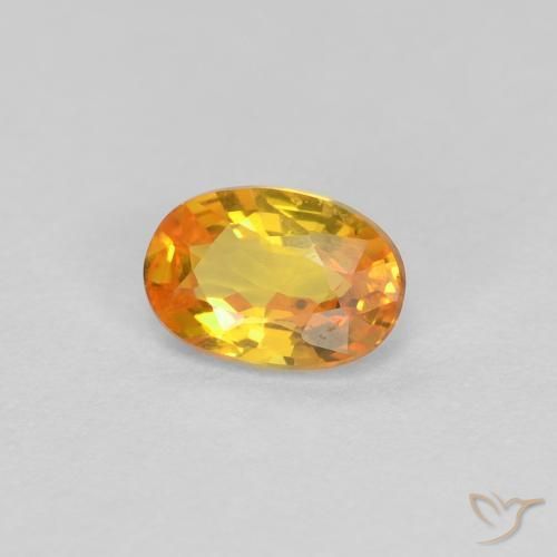 Safira Laranja Médio Natural 0.43ct, oval, VVS-VS