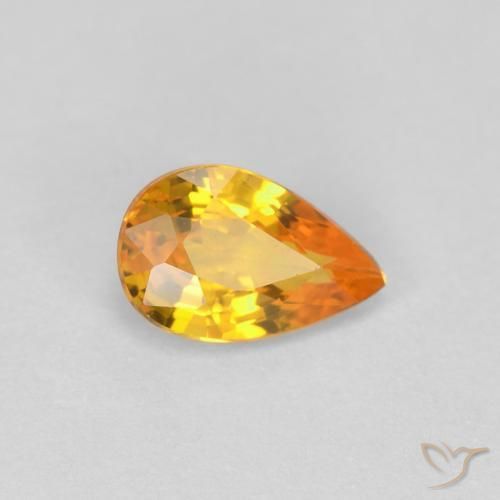 0.55ct Natural Laranja Médio Safira, Formato de pêra, VVS