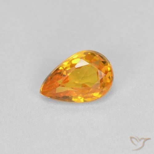 0.46ct Natural Laranja Médio Safira, Formato de pêra, VVS