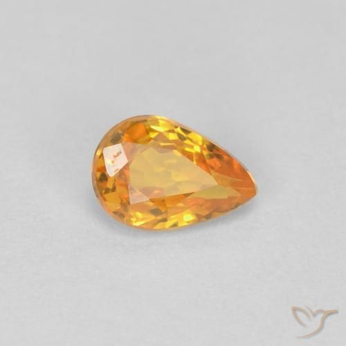 Safira Laranja Médio Natural 0.46ct, Formato de pêra, VVS