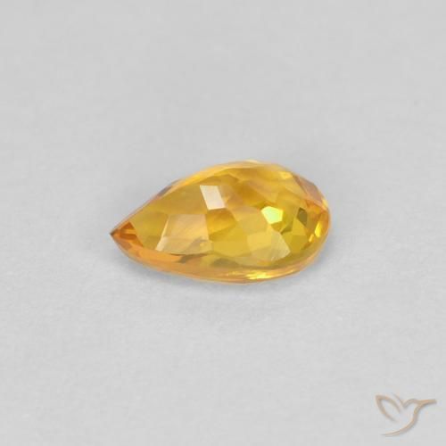 Safira Laranja Médio Natural 0.46ct, Formato de pêra, VVS