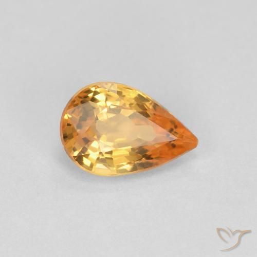 0.61ct Natural Laranja Médio Safira, Formato de pêra, VVS