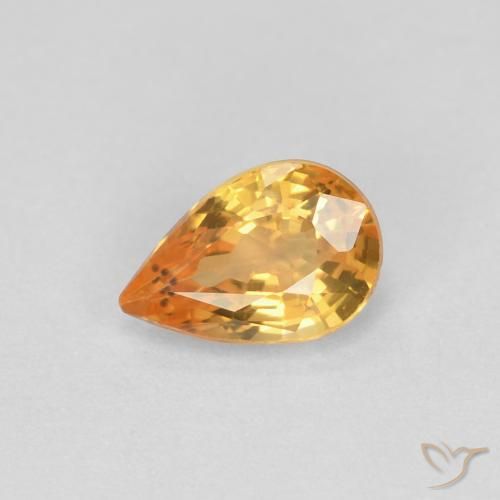 Safira Laranja Médio Natural 0.61ct, Formato de pêra, VVS